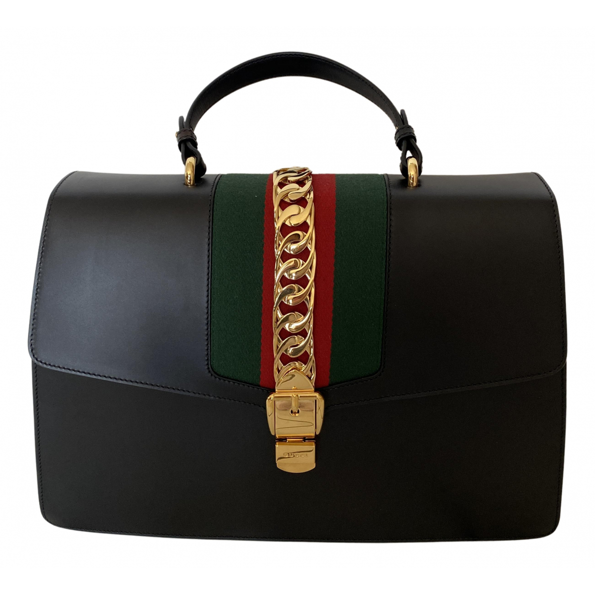 Sylvie leather handbag Gucci Black in 